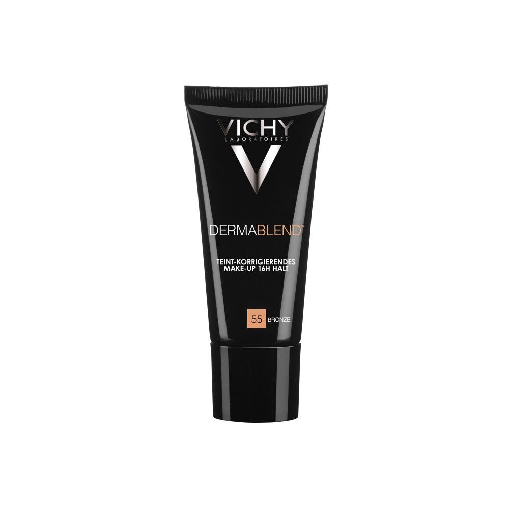 Vichy Dermablend fondotinta correttore, tonalità 55 Bronze, in tubetto nero.