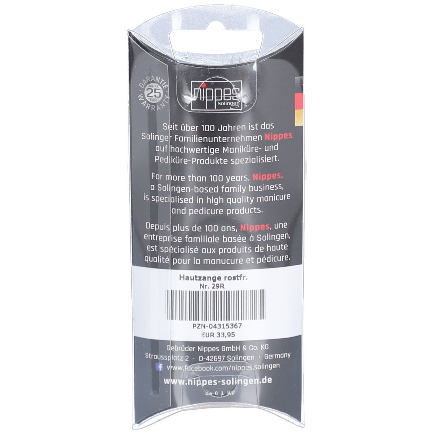 nippes Solingen pinze per cuticole in acciaio inossidabile