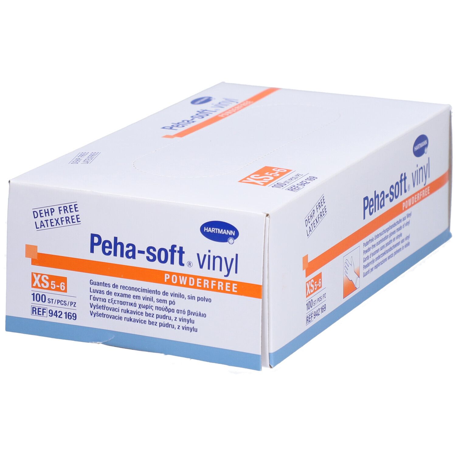 Scatola bianca "Peha-soft vinyl". Guanti da esaminazione senza polvere. Taglia XS-5/6, 100 pezzi.