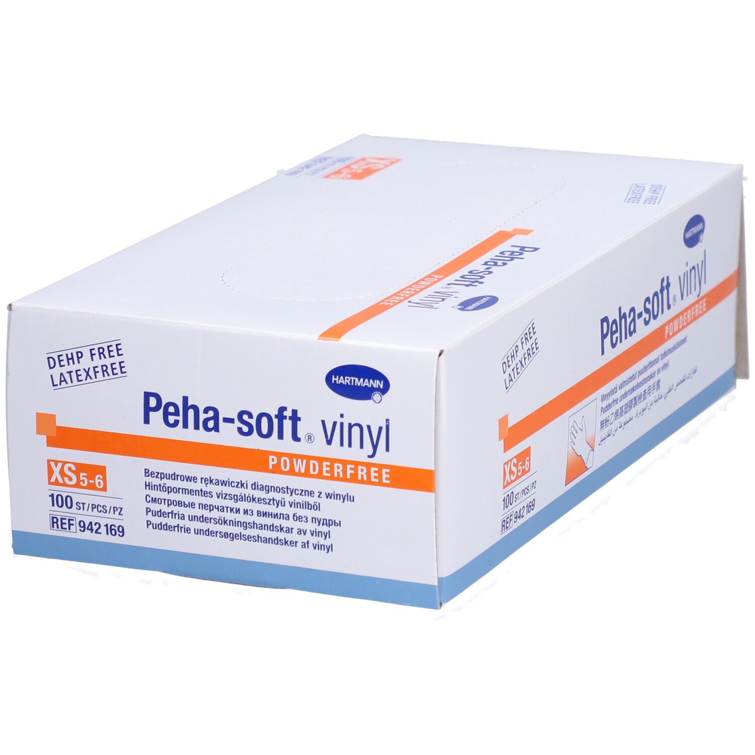 Scatola bianca "Peha-soft vinyl". Guanti da esaminazione senza polvere. Taglia XS-5/6, 100 pezzi.