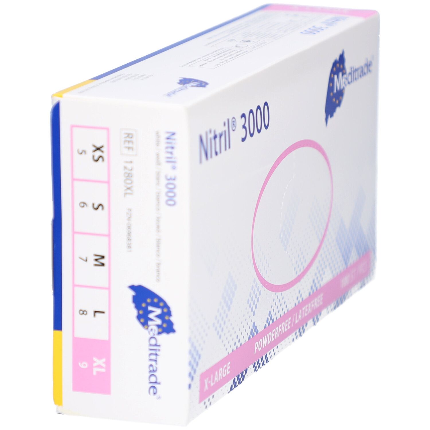 Confezione di guanti Nitril® 3000 Meditrade. Taglie: XS, S, M, L, XL.