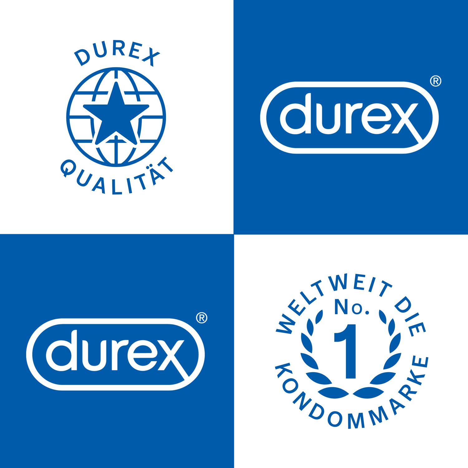 Loghi Durex: Qualità, Marchio, Marchio di preservativi N.1 al mondo.