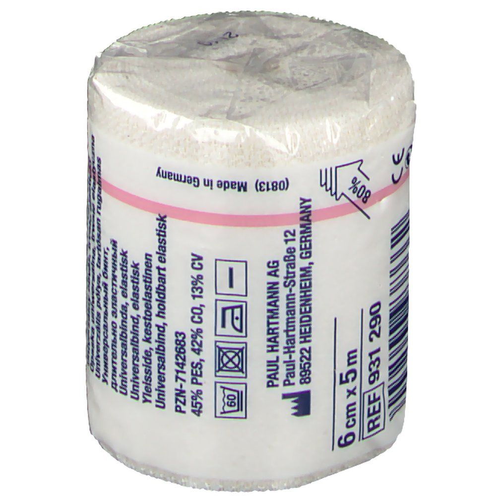 Bendaggio elastico, 6cm x 5m. Scritta: Idealflex, Hartmann, PZN-7142683.