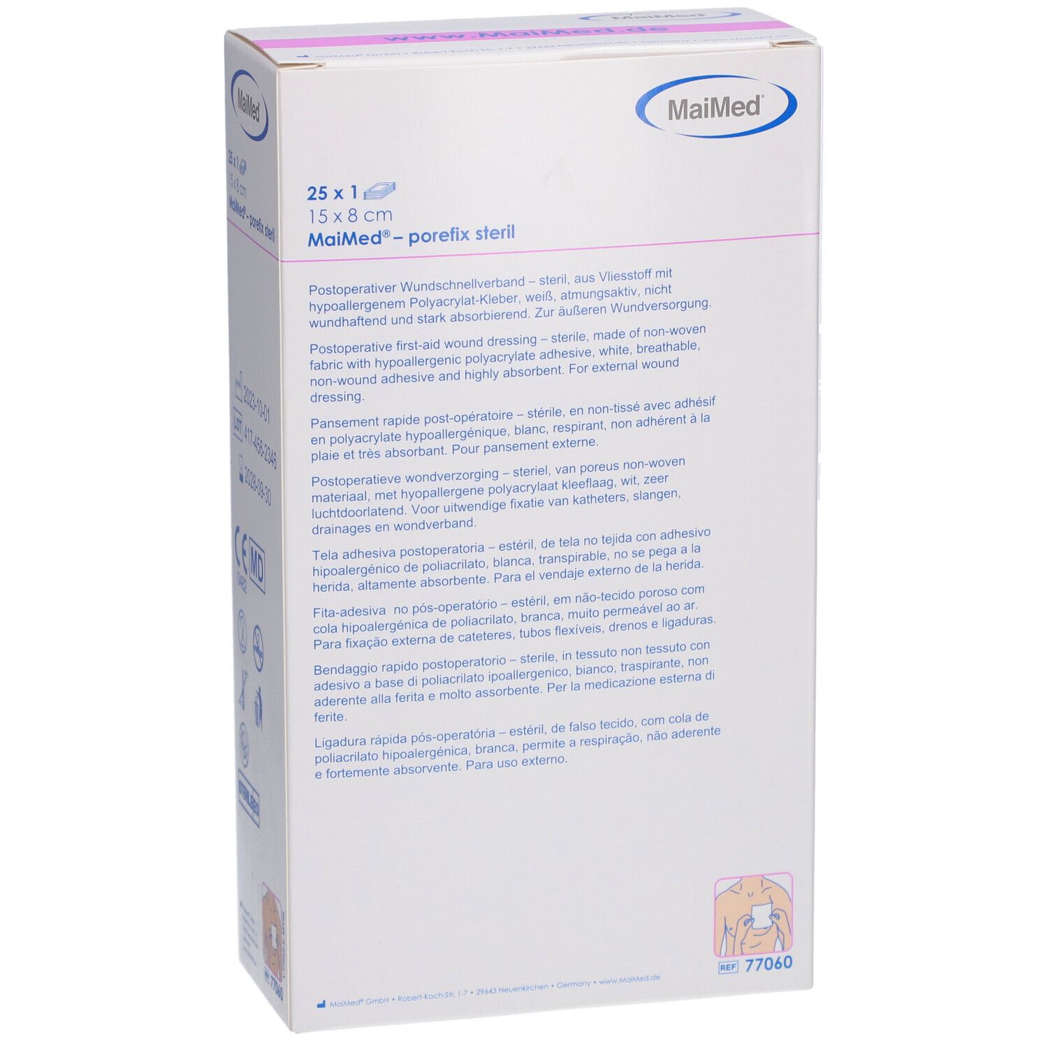 Confezione MaiMed porefix. Scatola bianca con informazioni prodotto e logo.