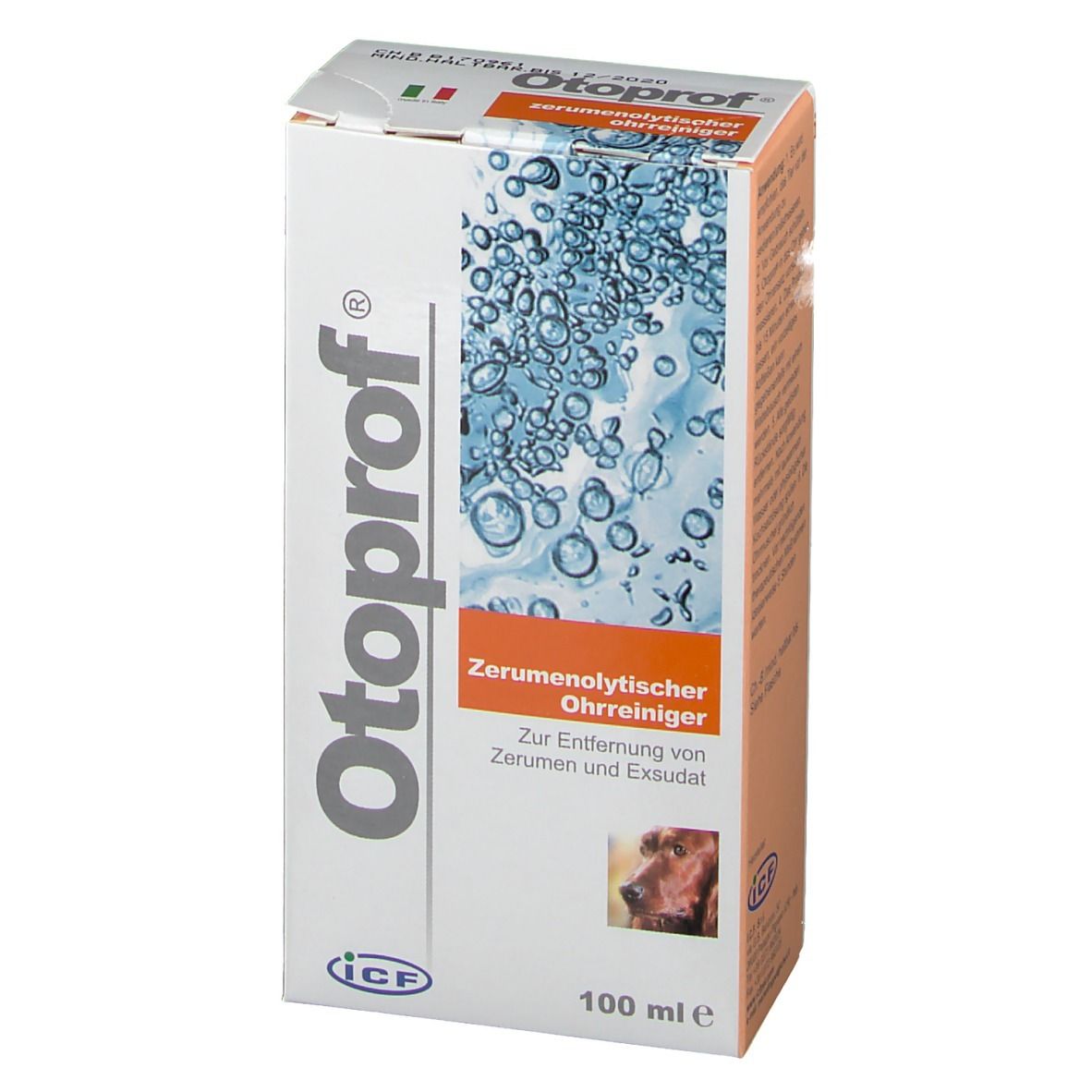 Retro della confezione del prodotto. Testo con ingredienti e avvertenze. Simbolo di pericolo e codice a barre.