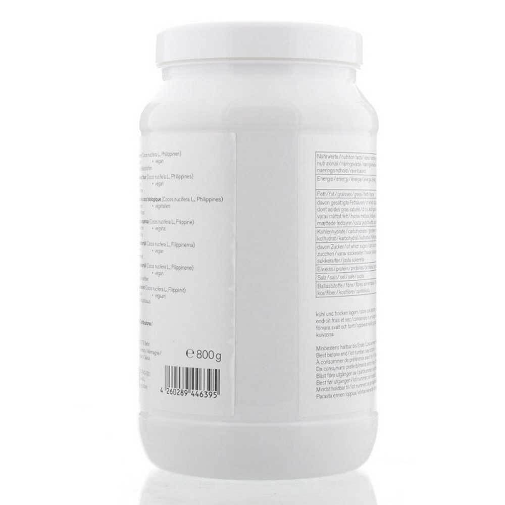 Barattolo bianco, vista laterale con informazioni nutrizionali e testo. E 800g.