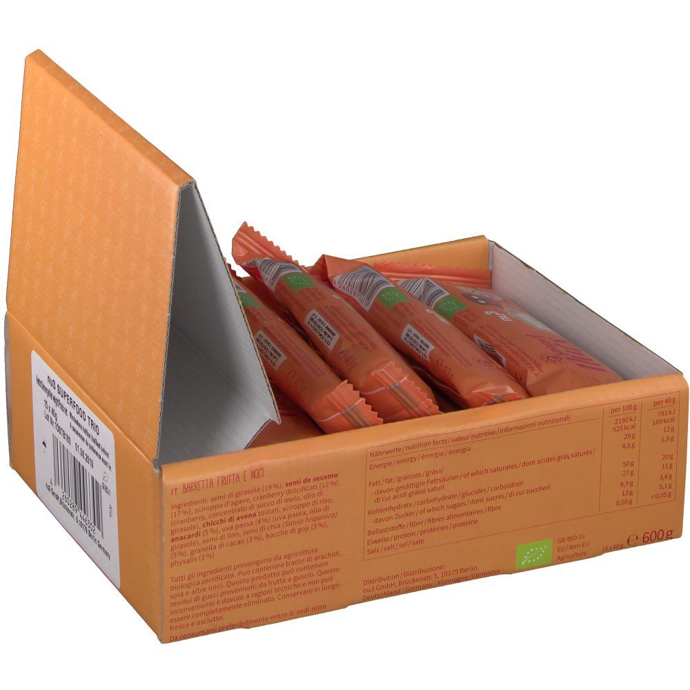 nu3 Bio Smart Nuts Superfood Trio, Barretta