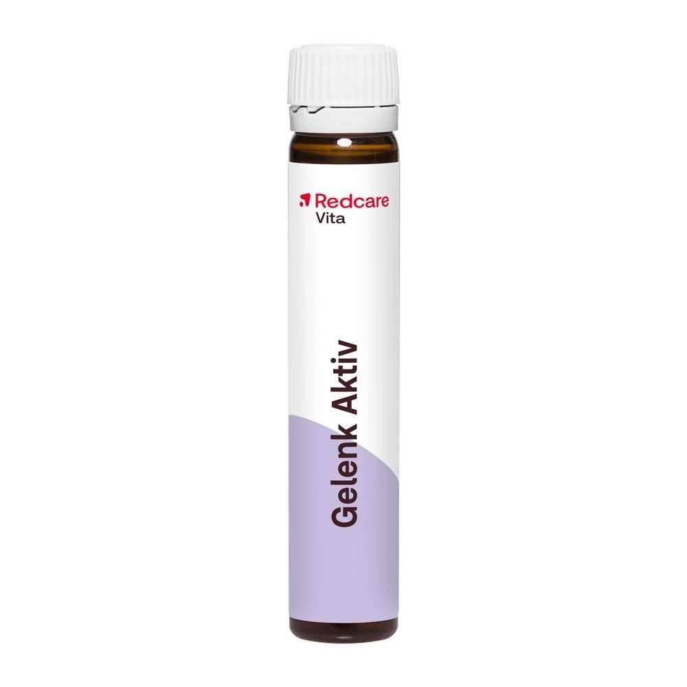 Un flaconcino da bere Redcare Vita Gelenk Aktiv. Contiene collagene e vitamina C.