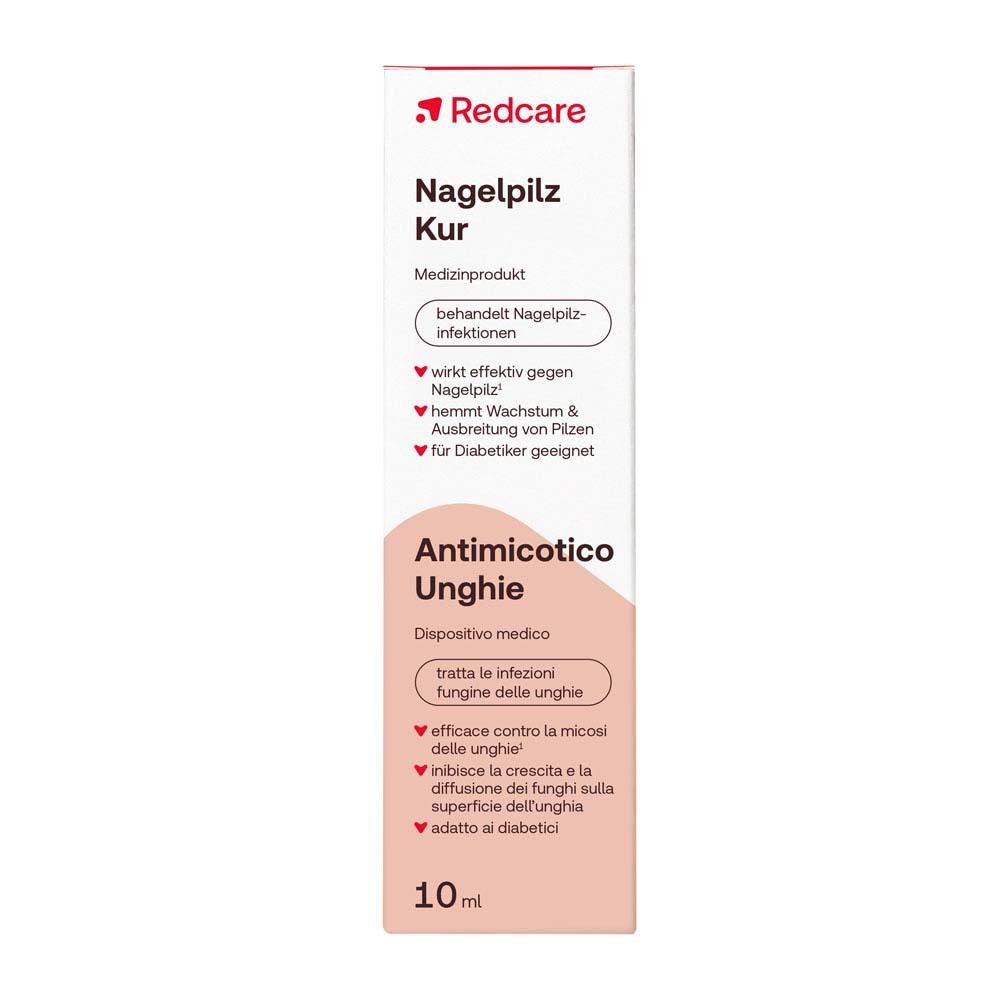 Confezione Redcare Nagelpilz Kur con flacone. Dispositivo medico. 10ml.