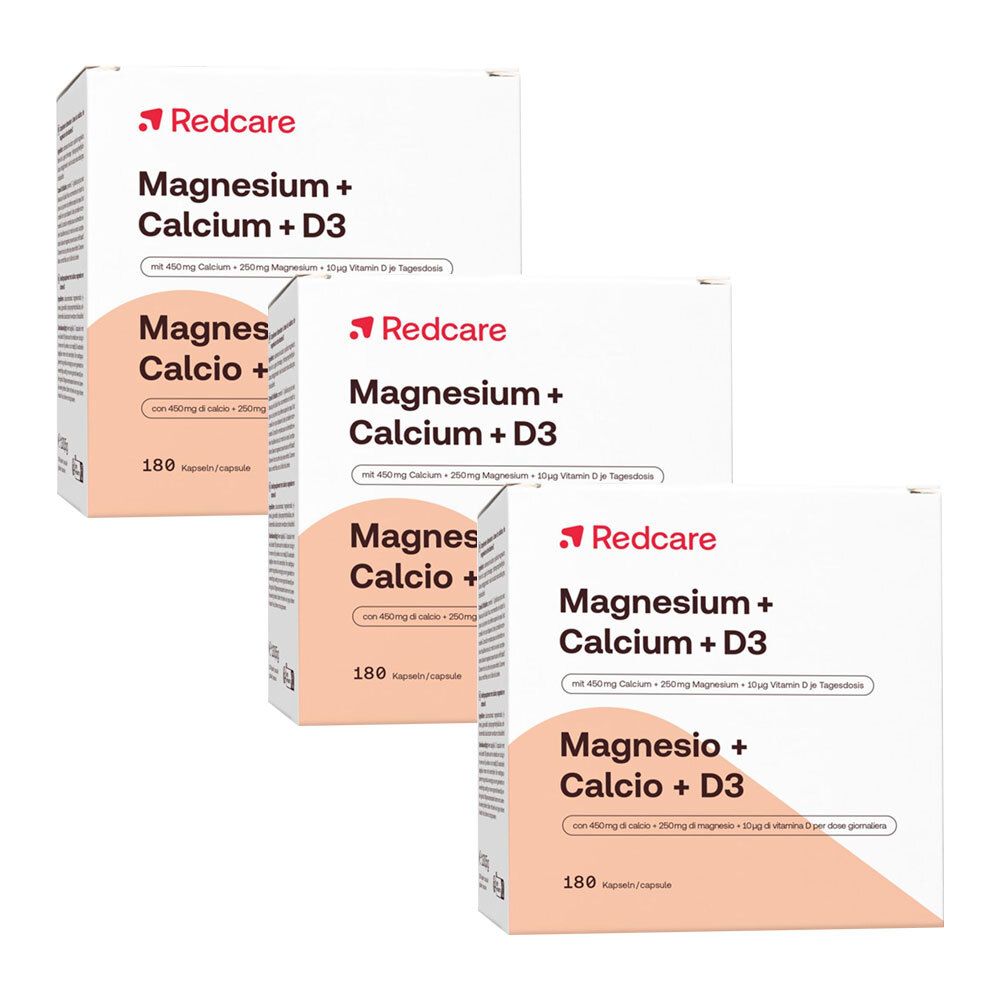 Redcare Magnesium + Calcium + D3 Set da 3