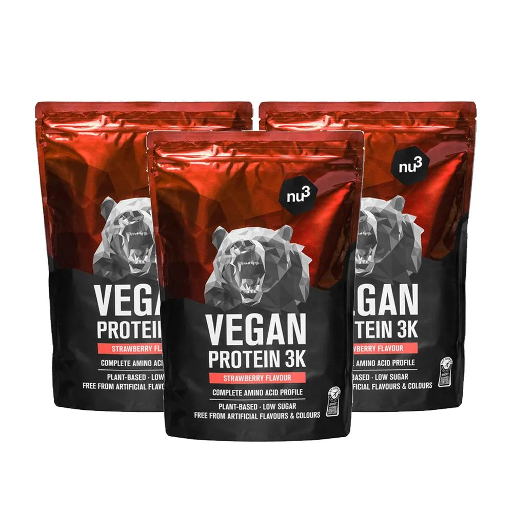 Nu3 Vegan Protein 3K Shake, Fragola Set da 3