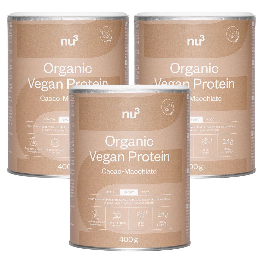 nu3 Frullato proteico vegano bio cacao-macchiato Set da 3