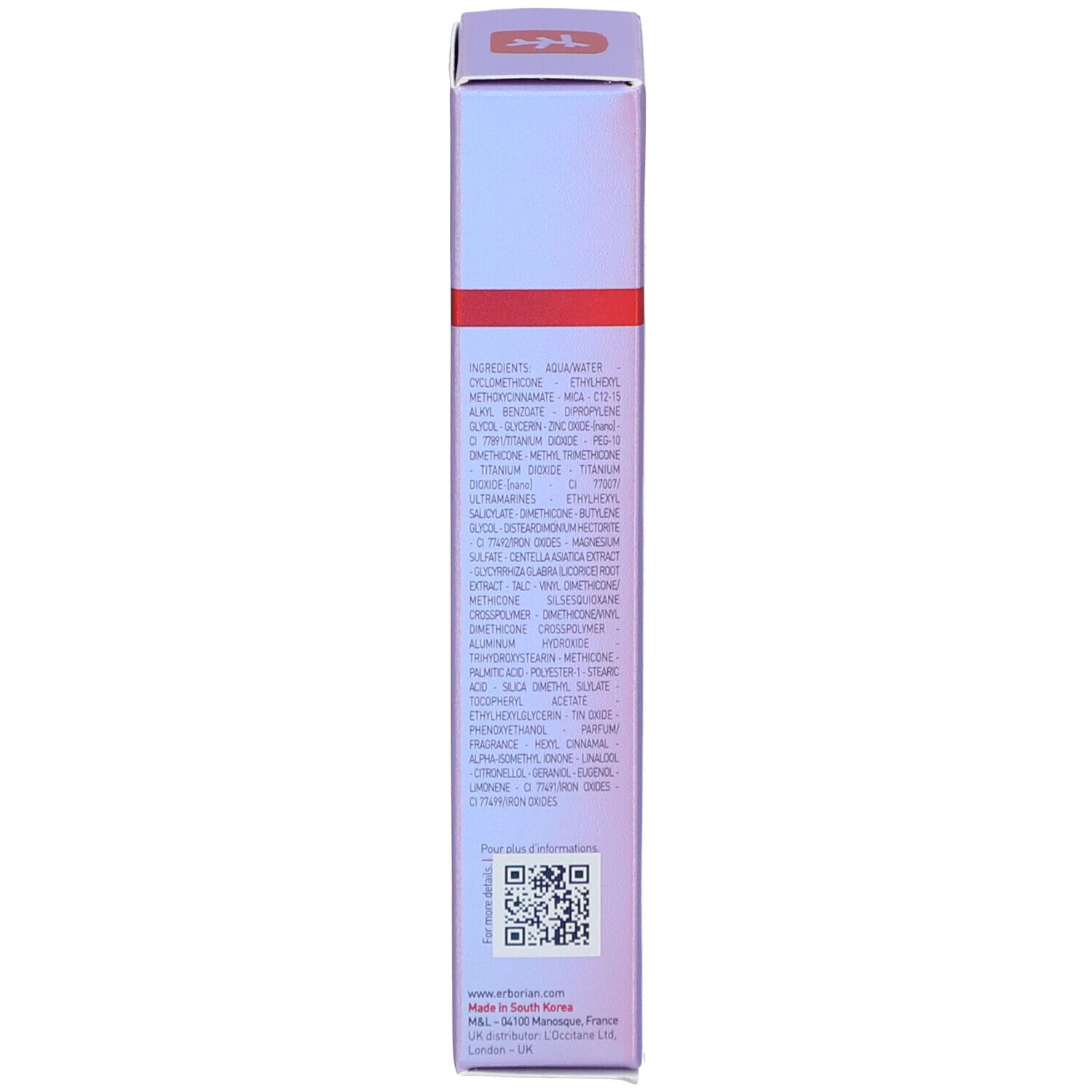 Confezione CC Dull Correct. Ingredienti e codice QR sul lato.