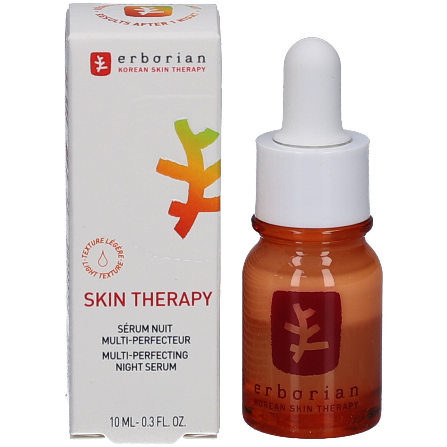 Confezione del prodotto con flacone e scatola. Flacone con contagocce, scatola con testo e logo. Contiene 10 ml.