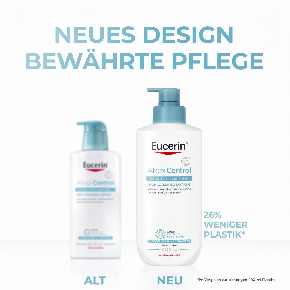 Eucerin AtopiControl: nuovo design, cura collaudata, 26% in meno di plastica.