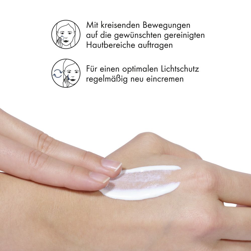Mano con crema. Istruzioni: Applicare con movimenti circolari, rinnovare regolarmente.