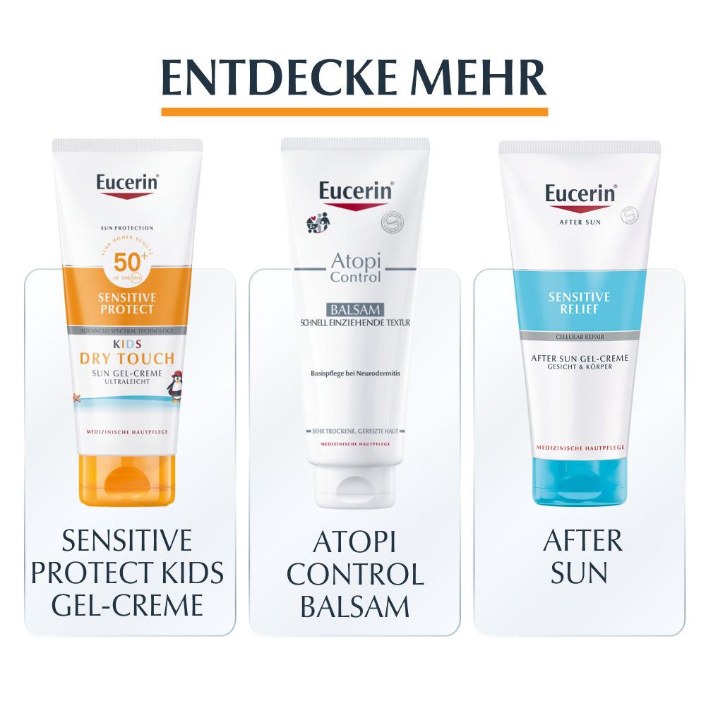 Tre prodotti: Sensitive Protect Kids Gel-Creme, AtopiControl Balsam, After Sun Sensitive Relief Gel-Cream.