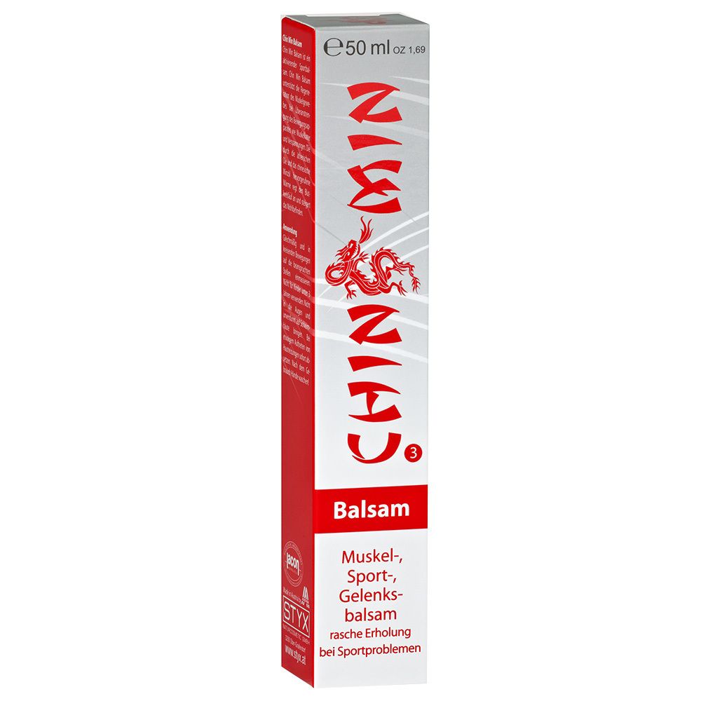 Tubo di balsamo rosso e bianco con testo rosso e logo drago. Contiene 50 ml.