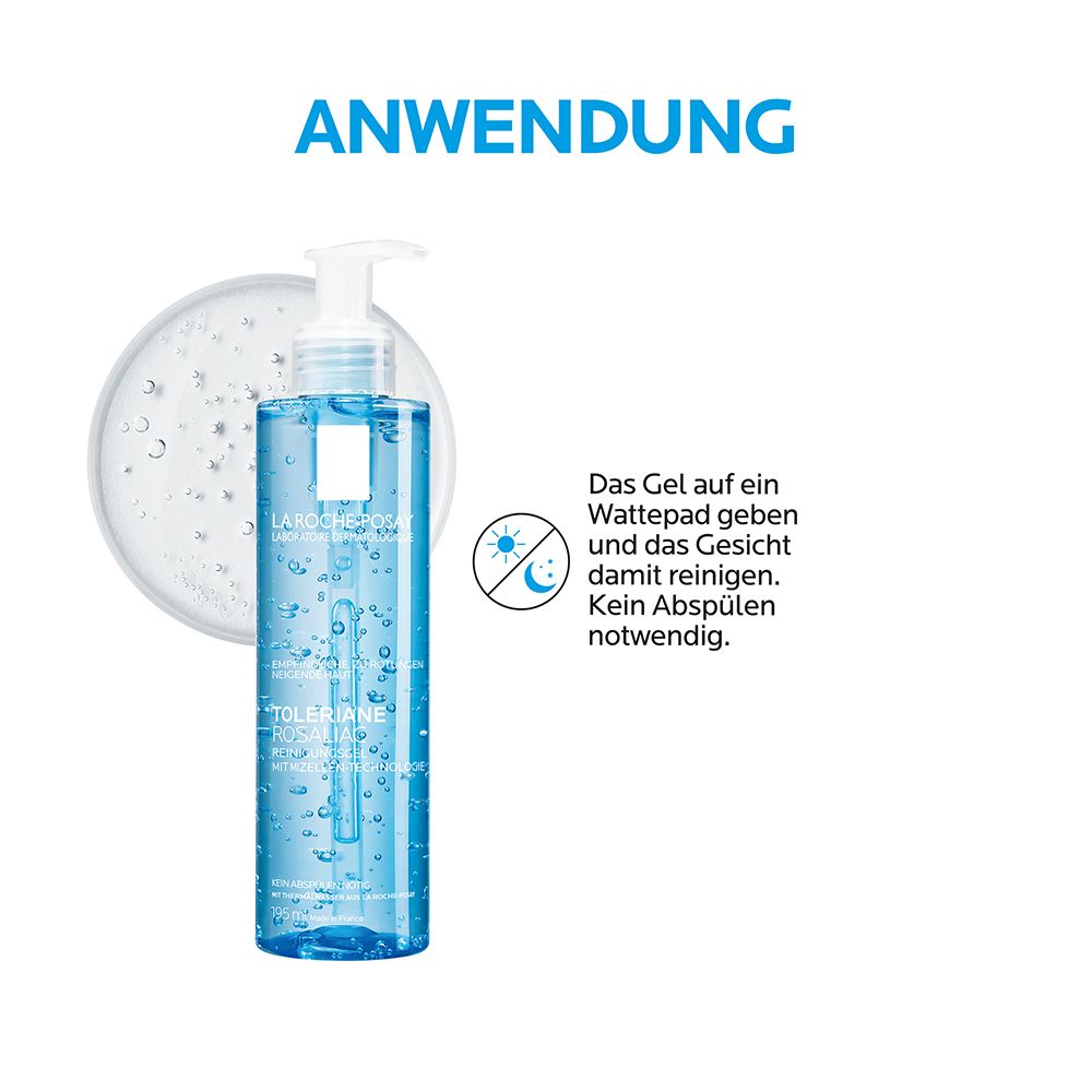 Utilizzo: Applicare il gel su un dischetto di cotone e pulire il viso. Non è necessario risciacquare. Prodotto: Gel detergente.