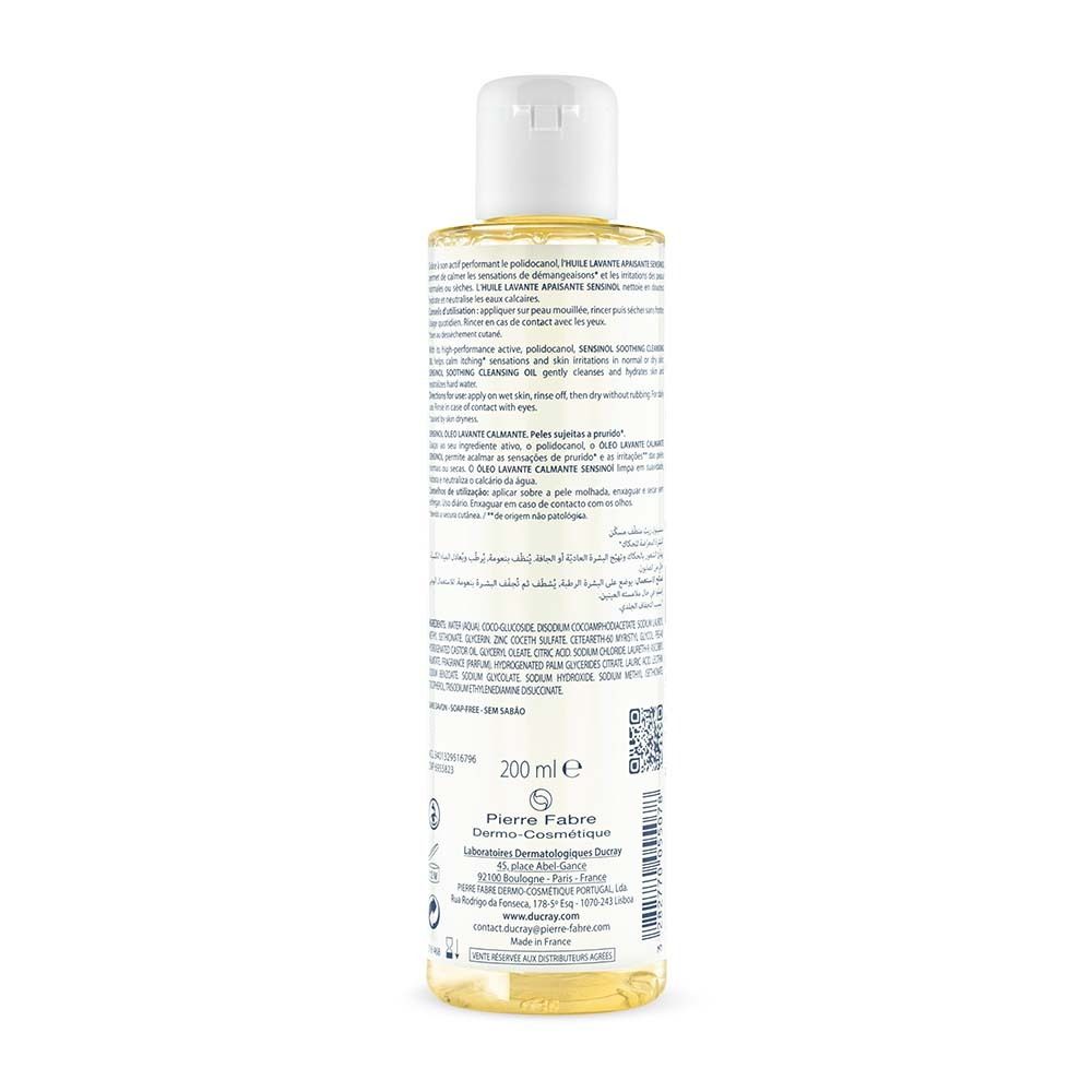 Flacone trasparente con tappo bianco, contenente olio detergente giallo. Contiene 200 ml.
