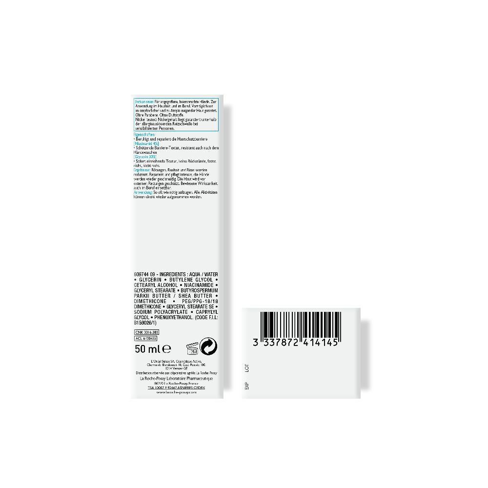 Retro del tubo. Testo e codice a barre. Testo: 50 ml. Ingredienti.