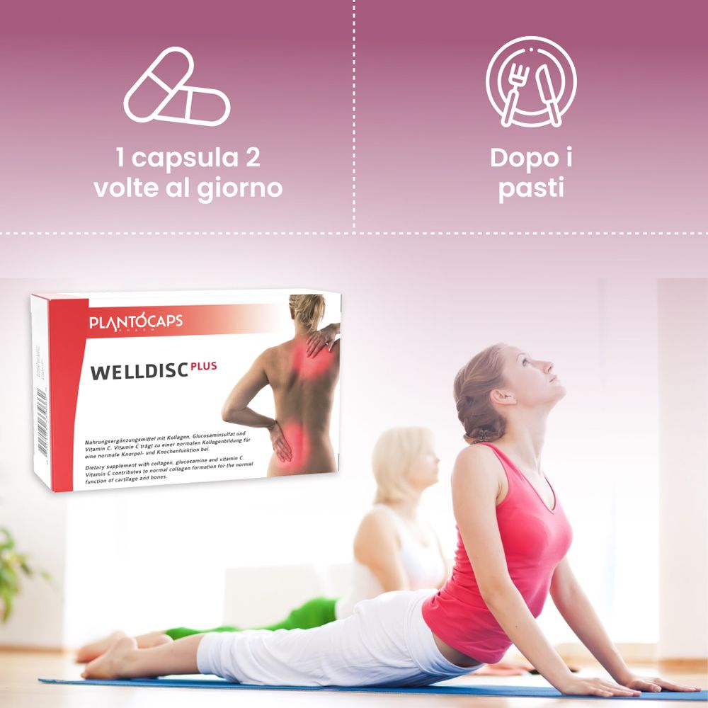 Confezione di plantoCAPS WELLDISC PLUS, vista di tre quarti anteriore.
