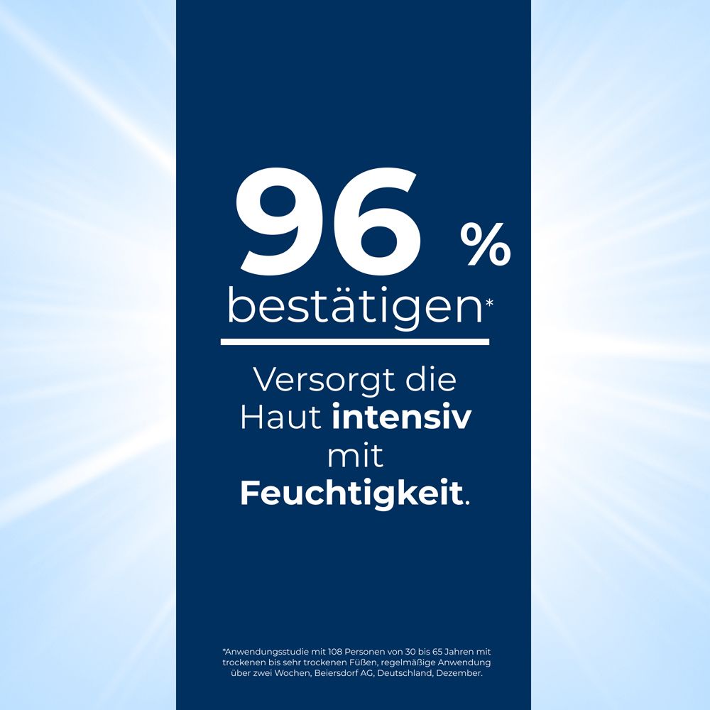 Crema piedi Eucerin UreaRepair PLUS 10% Urea con icone per piedi secchi.