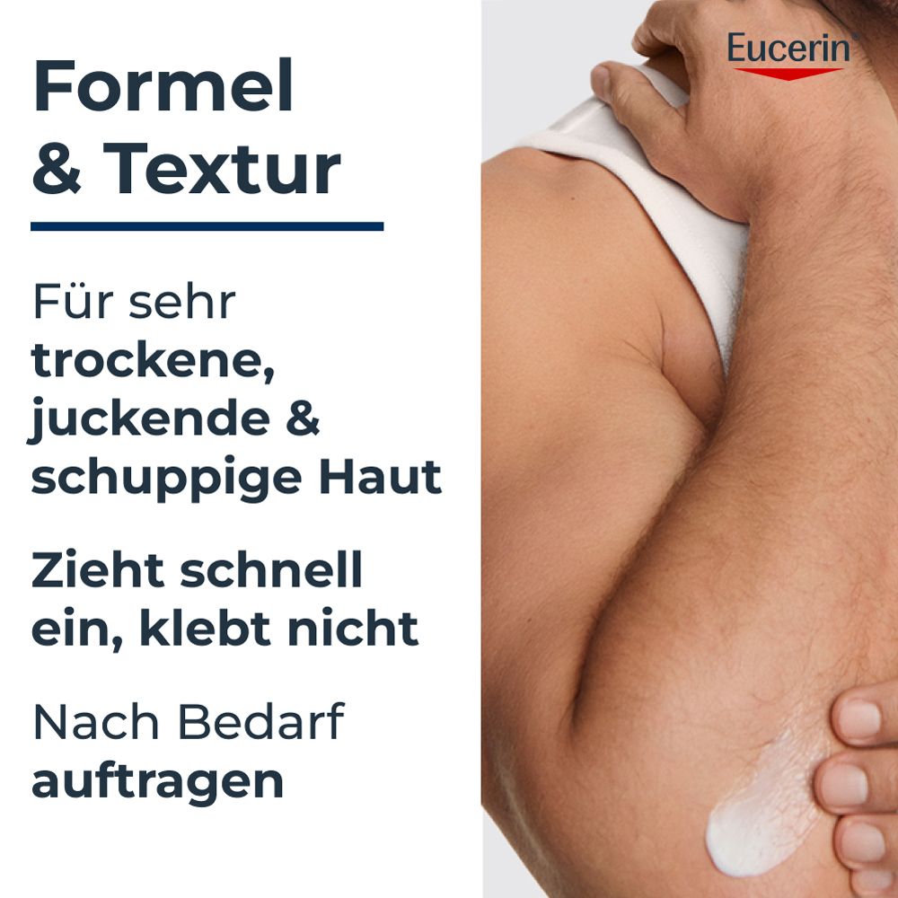 Formula e texture di Eucerin UreaRepair PLUS Lotion 10%, si assorbe rapidamente, non appiccicosa.