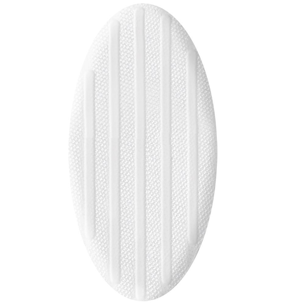 Medicazione ovale HydroClean. Superficie bianca con scanalature verticali.