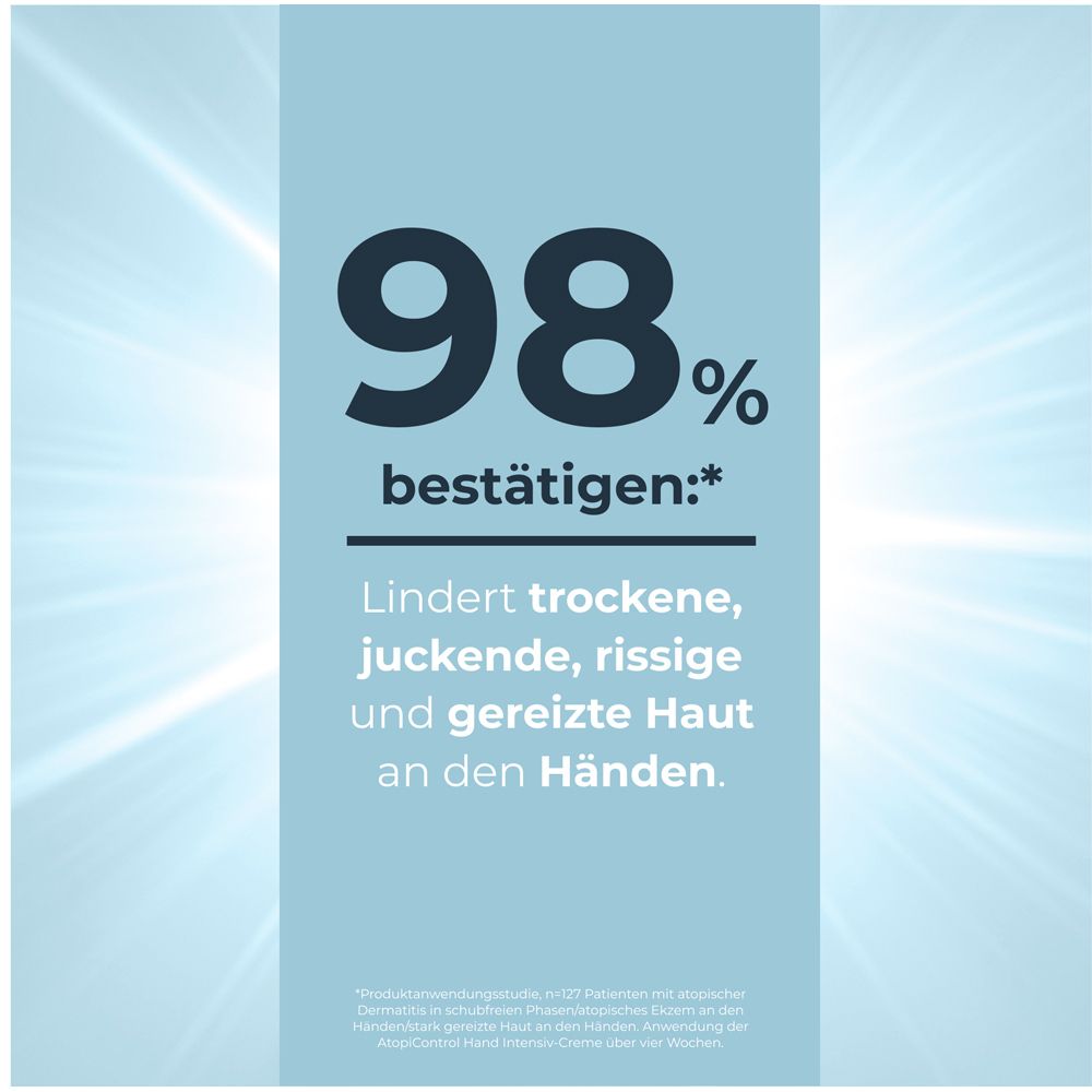 Il 98% conferma: lenisce la pelle secca, pruriginosa e screpolata delle mani. Eucerin AtopiControl.