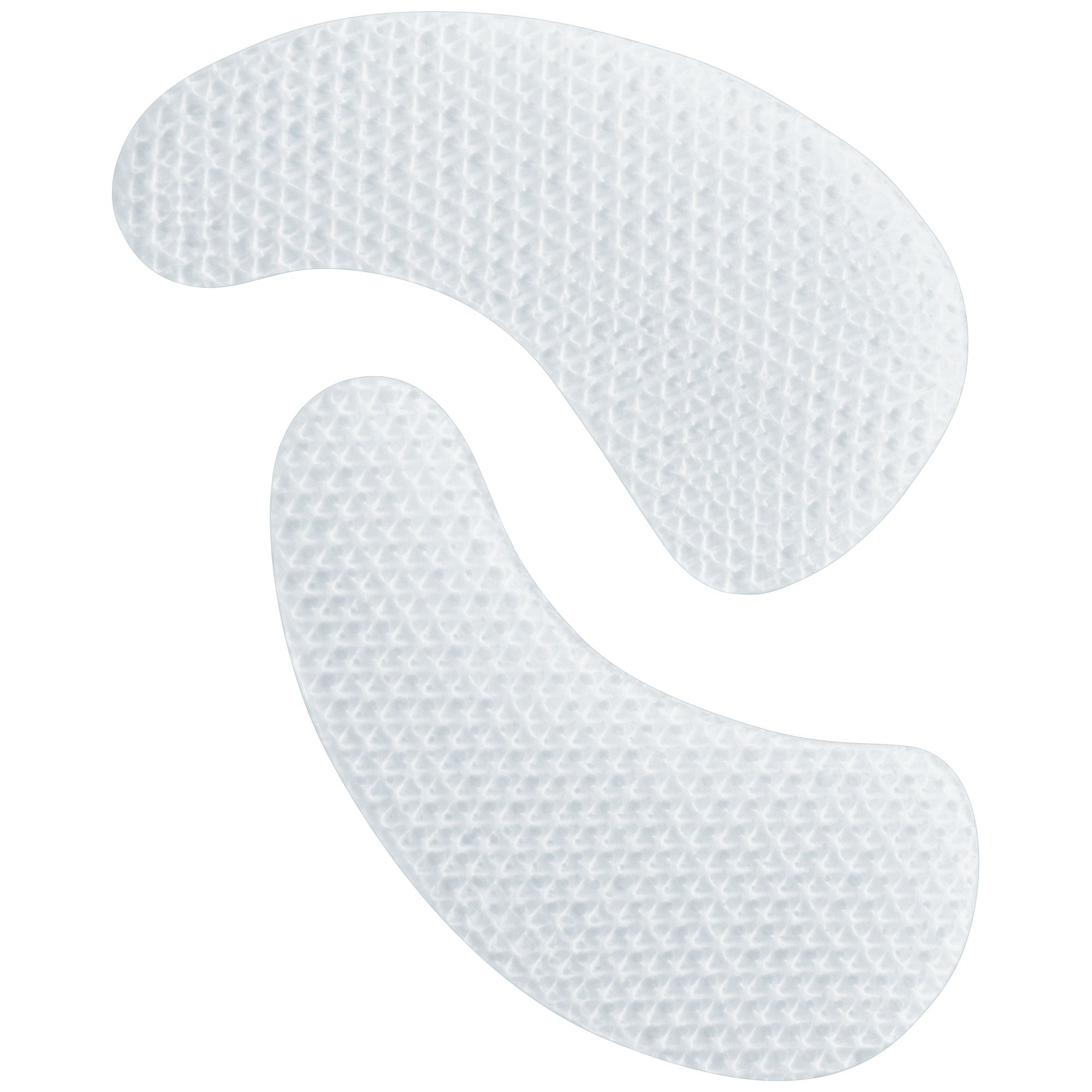 Due patch bianchi per gli occhi. Forma per il contorno occhi. Struttura a nido d'ape.