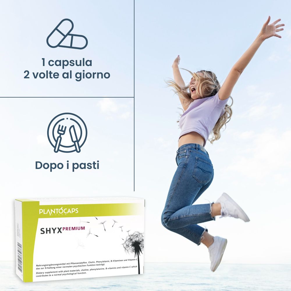 Confezione PlantoCaps SHYX PREMIUM di lato, con informazioni dettagliate sul prodotto.
