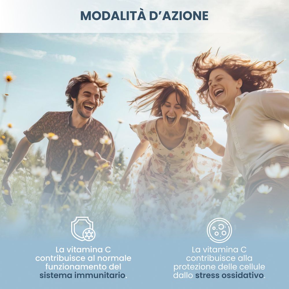 Confezione da 60 capsule, fronte con profilo di volto femminile e virus verdi.