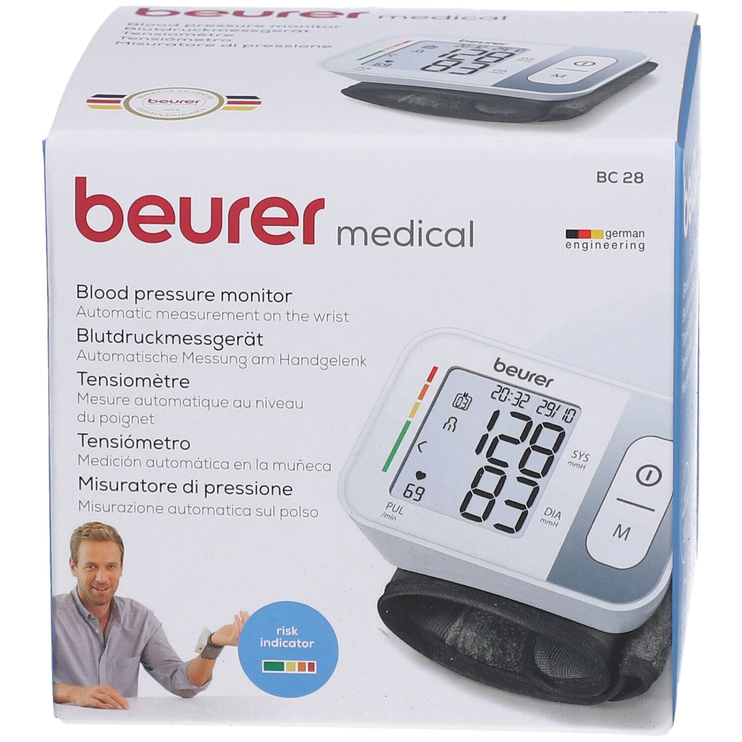 Misuratore di pressione Beurer BC 28 da polso, confezione.
