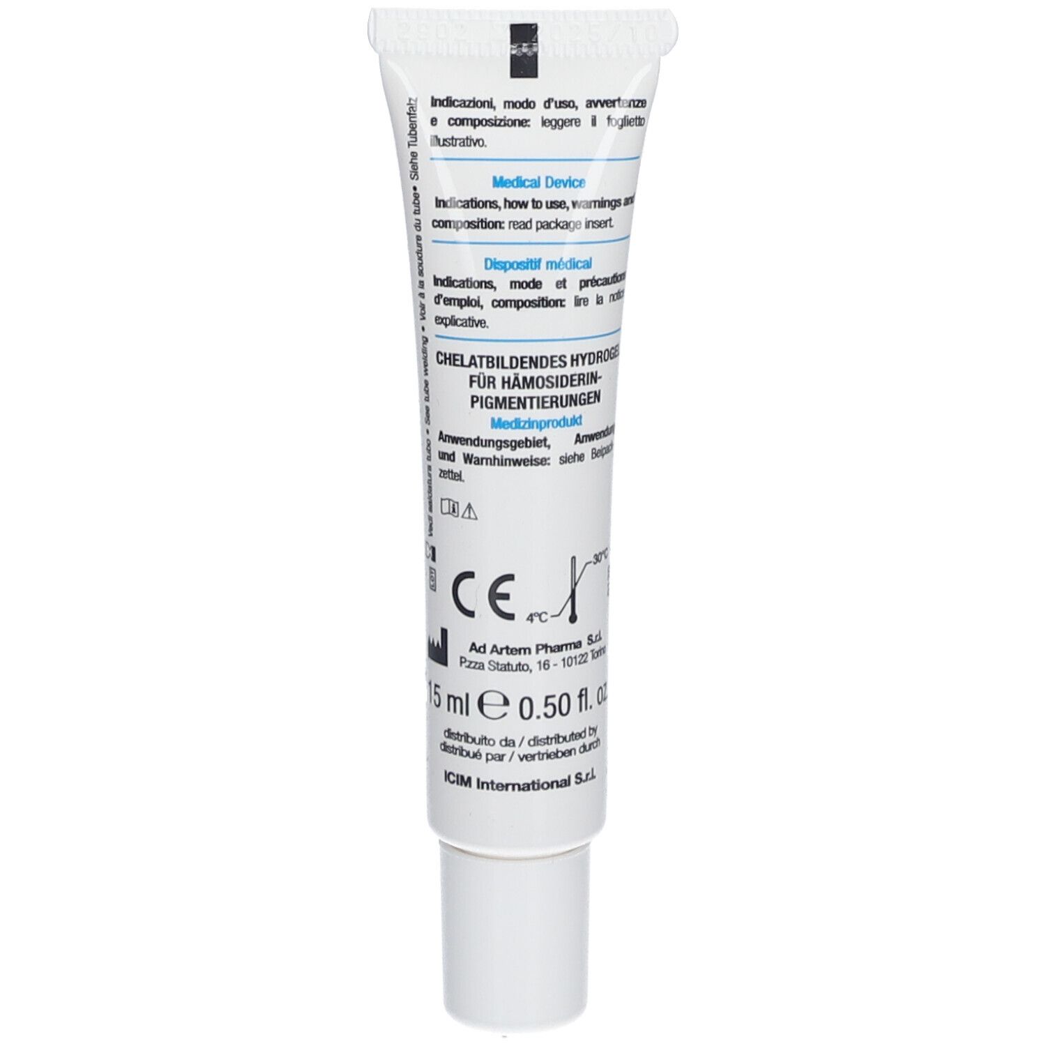 Retro del tubo BIONIKE Ferkelan. Include marcatura CE e contenuto da 15 ml.