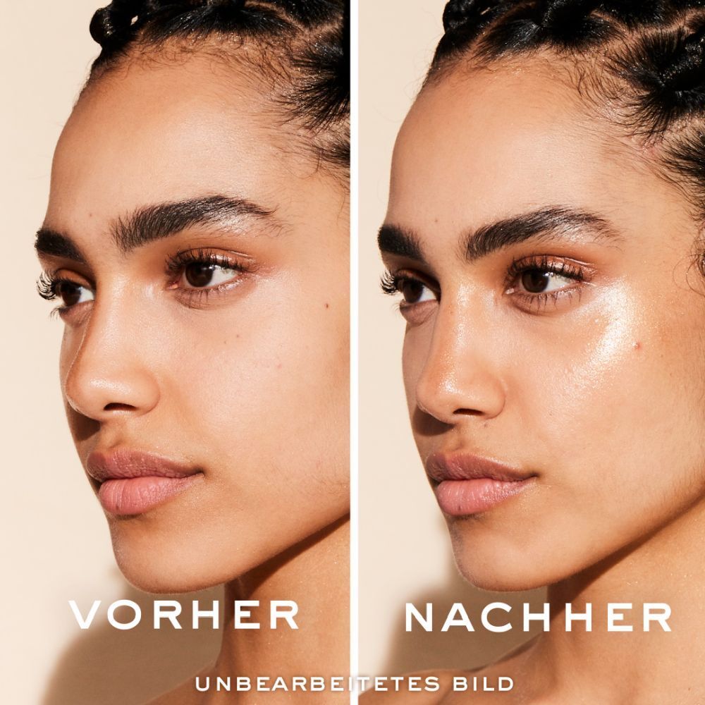 Volto di una donna. Confronto prima-dopo. Immagine non ritoccata. Pelle abbronzata.