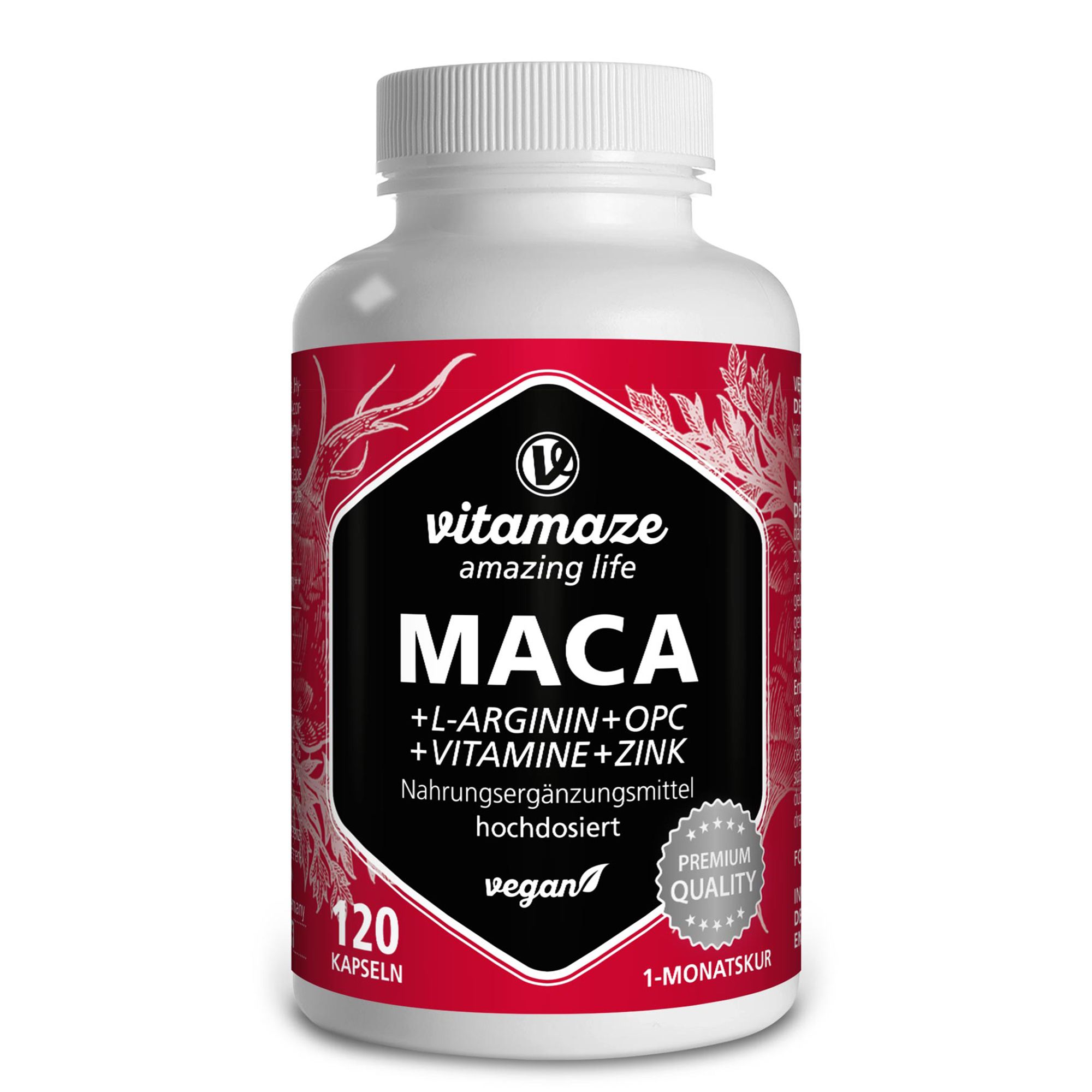 Vitamaze Maca 5000 mg + L-Arginina + OPC + Vitamine + Zinco Vegano