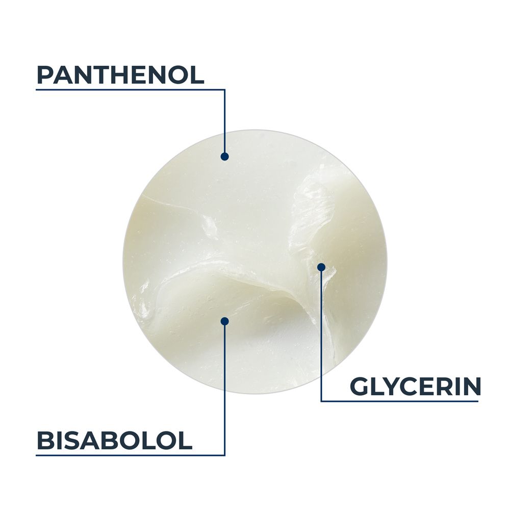 Primo piano della consistenza dell'unguento Eucerin Aquaphor con Pantenolo, Glicerina e Bisabololo.