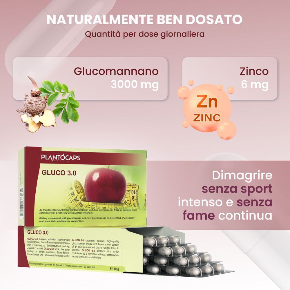 Confezione PlantoCaps Gluco 3.0, vista laterale con info prodotto.