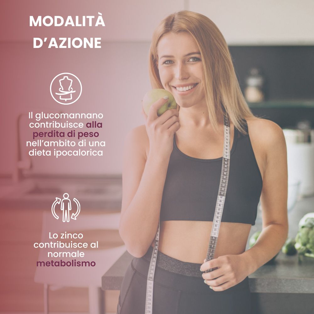 Confezione PlantoCaps Gluco 3.0 con mela e metro a nastro.