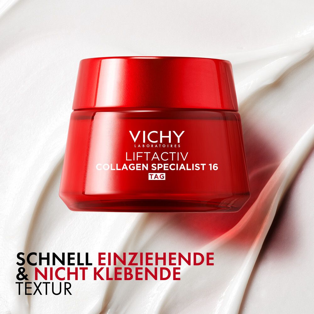 Vichy Liftactiv Collagen Specialist 16 crema giorno: texture a rapido assorbimento e non appiccicosa.