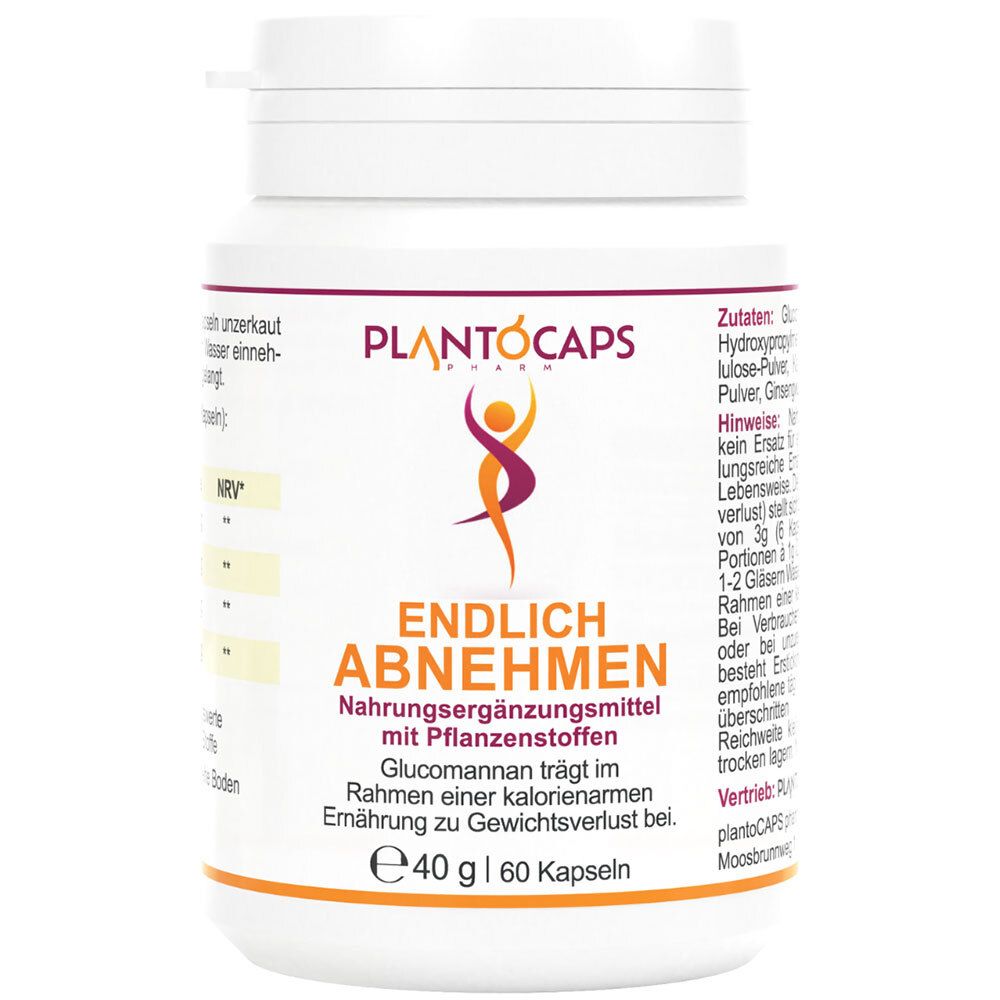 Barattolo di capsule PlantoCaps Endlich Abnehmen, 60 capsule.