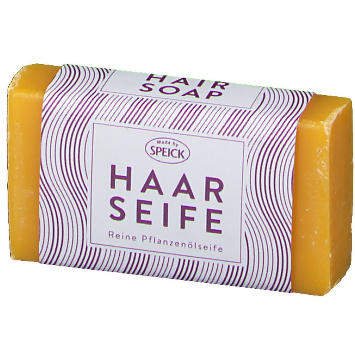 Sapone per capelli Speick all'olio vegetale, puro sapone all'olio vegetale, 45g, leggermente angolato frontalmente.