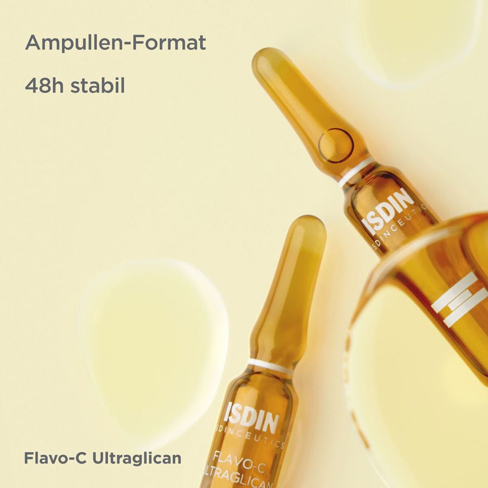 Due fiale. Formato fiala. Stabile 48 ore. ISDINCEUTICS Flavo-C Ultraglican.