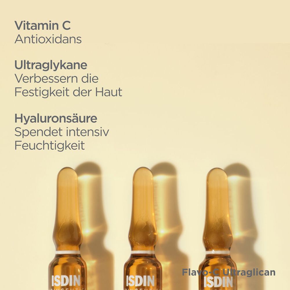 Tre fiale. Vitamina C, Ultraglicani, Acido Ialuronico. Cura della pelle.