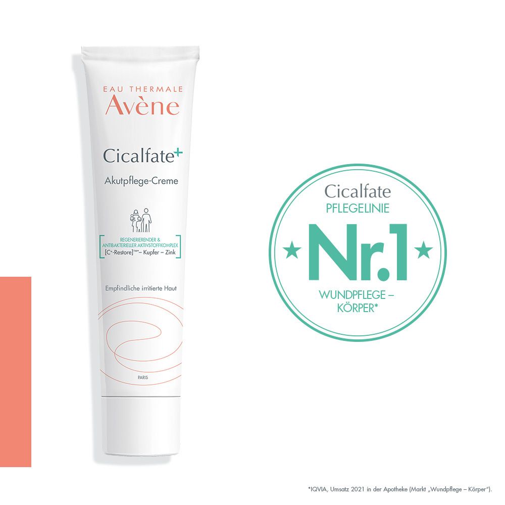 Tubo di crema e marchio di qualità. Testo: Cicalfate linea di cura n. 1 cura delle ferite - corpo.