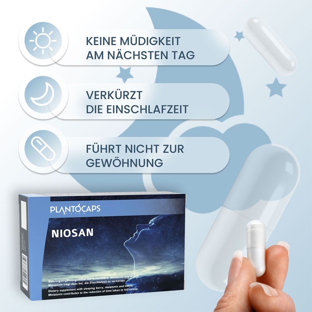 PlantoCaps NIOSAN: Nessuna stanchezza il giorno dopo, riduce il tempo per addormentarsi, non crea assuefazione.