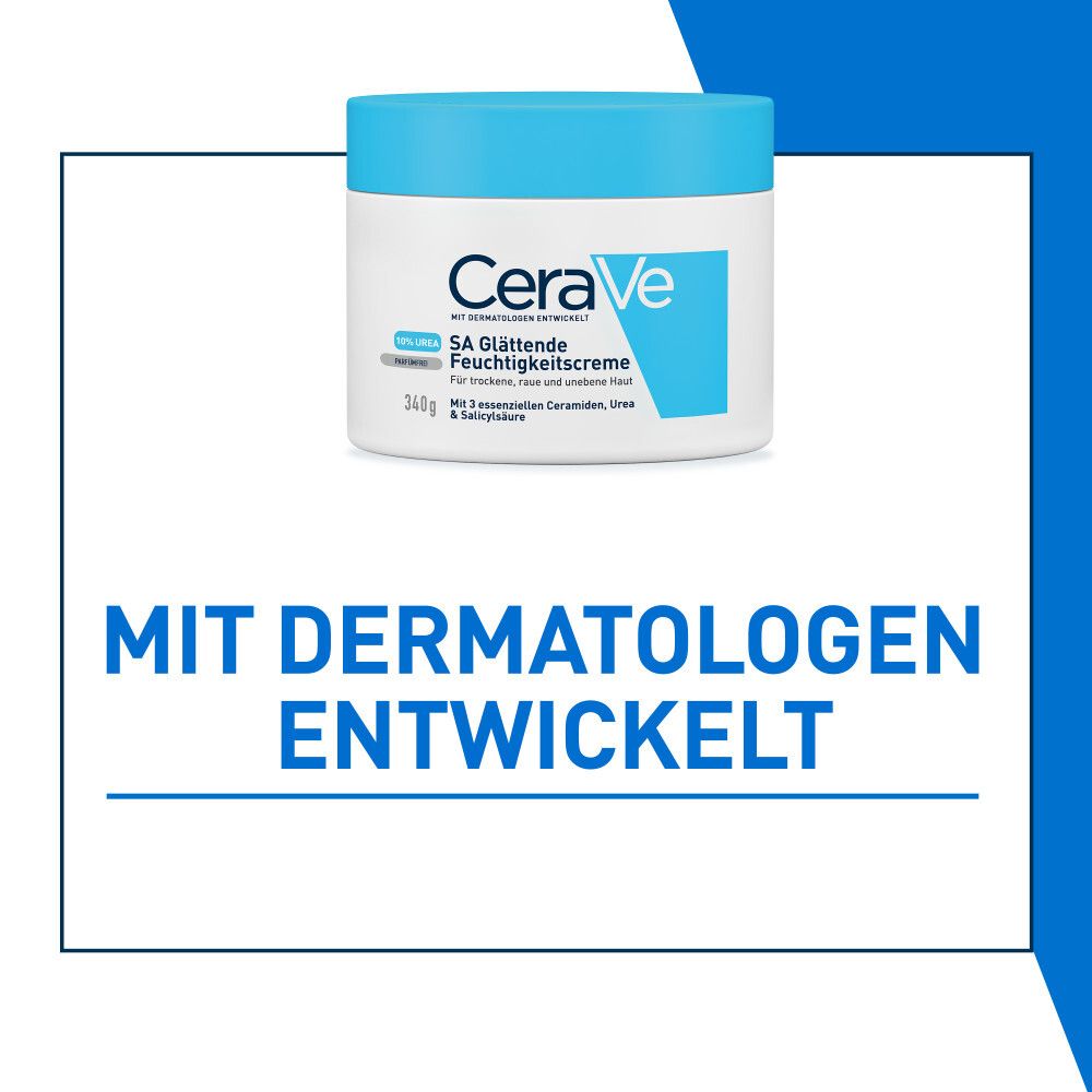 CeraVe SA Crema Idratante Levigante. Vasetto blu. Sviluppato con dermatologi.