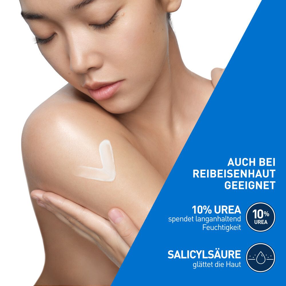 Crema idratante CeraVe con 10% urea e acido salicilico per pelli secche.