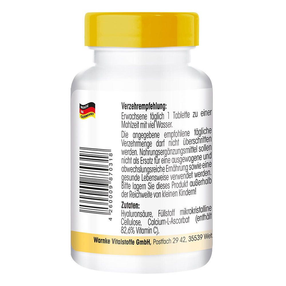 Retro del flacone. Contiene raccomandazioni, elenco ingredienti e informazioni produttore. Logo 'Made in Germany'.